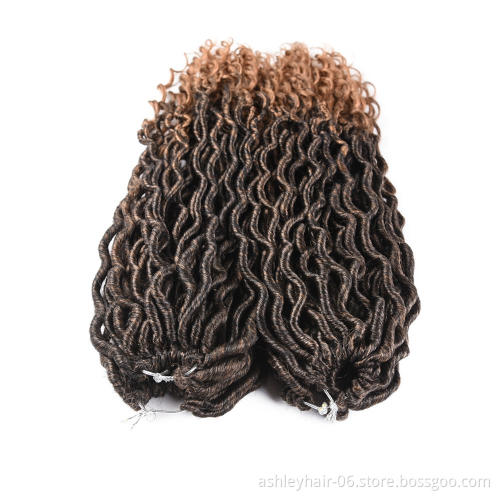 Wholesale 24 Strands Synthetic Crochet Hair Curly End Wavy Goddess Faux Locs Braid